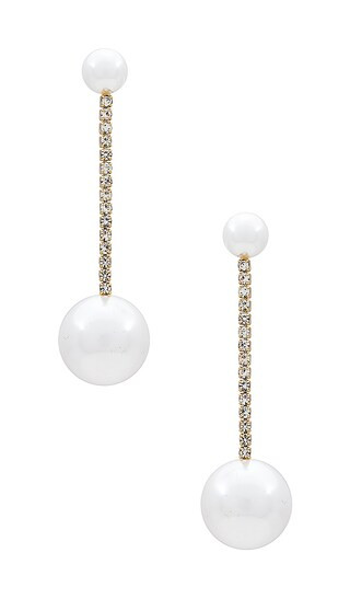 Pave Pearl Drop Earring in Silver | Revolve Clothing (Global)