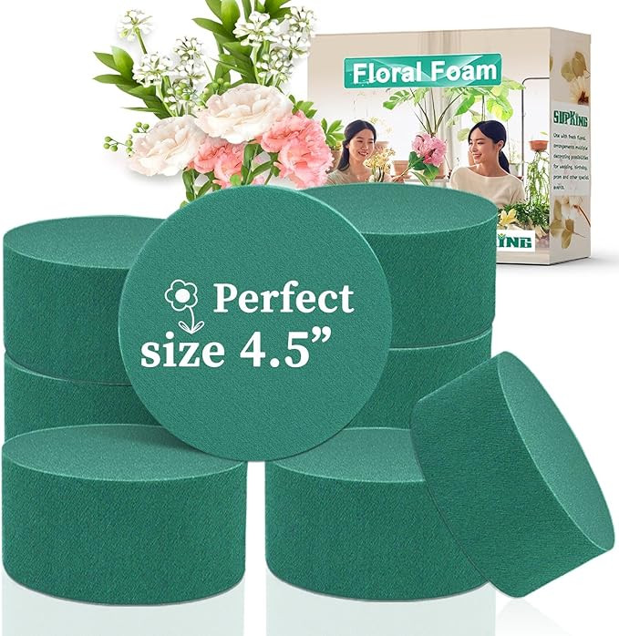 SupKing 8 peças de blocos de espuma floral redondos, espuma verde úmida e seca de 11,4 cm, espu... | Amazon (BR)