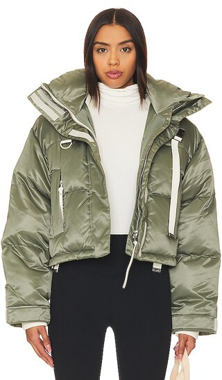 Willow Ama Short Puffer in Steel Green | Revolve Clothing (Global)