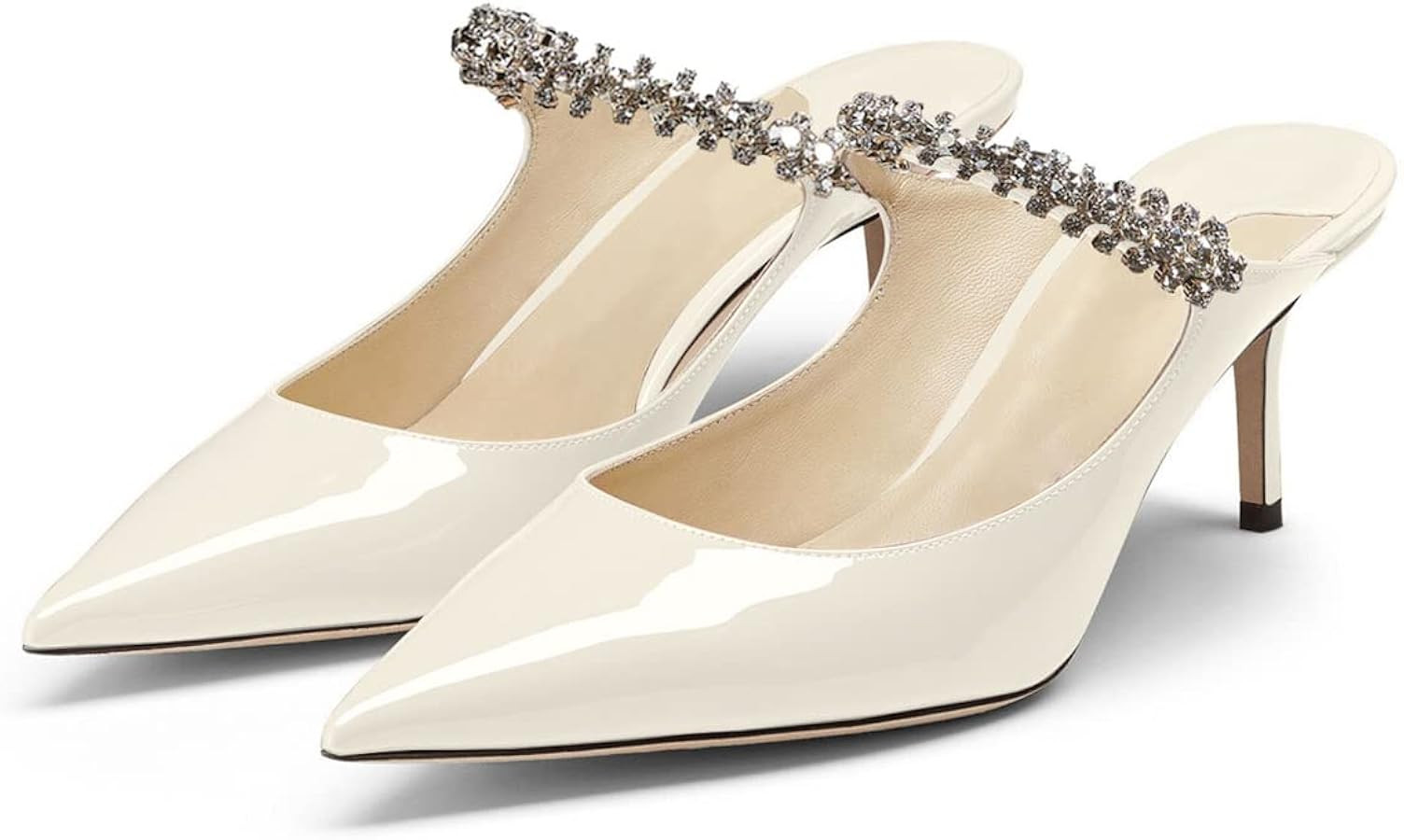 Jimishow Mule Heels Mules For Woman Rhinestone Mule Sandals Strappy Pointy Closed Toe 2.5 In Pump... | Amazon (US)