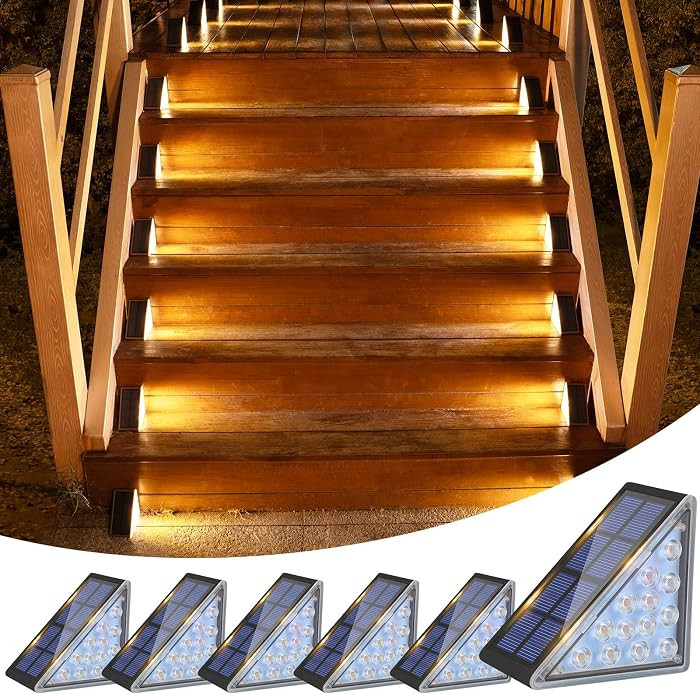 VOLISUN Solar Step Lights for Outside, Solar Stair Lights(Black,6 Pack) | Amazon (US)