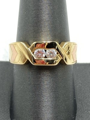 14K Tri-color Gold & Simulated Diamond Stones Ring 6.2g Size: 9 (EL1082372) | eBay US