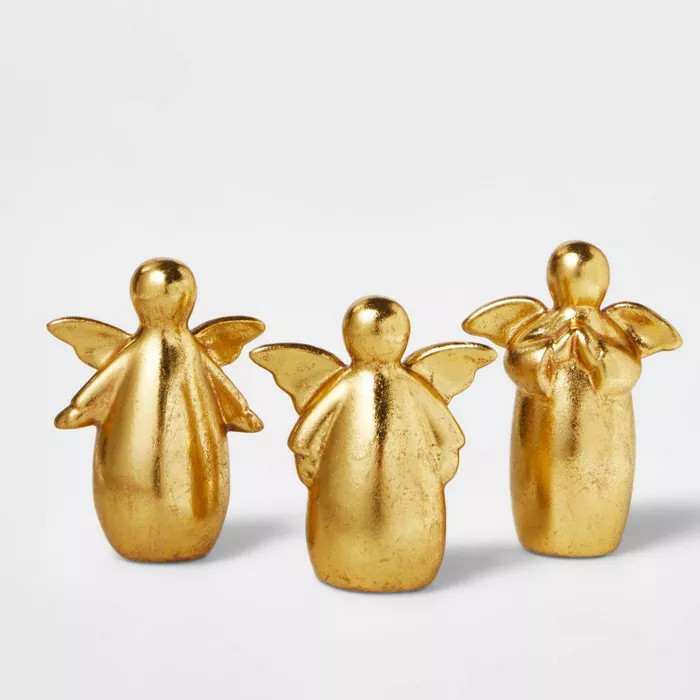 3pk Ceramic Angel Decorative Figurine Set Gold - Wondershop™ | Target