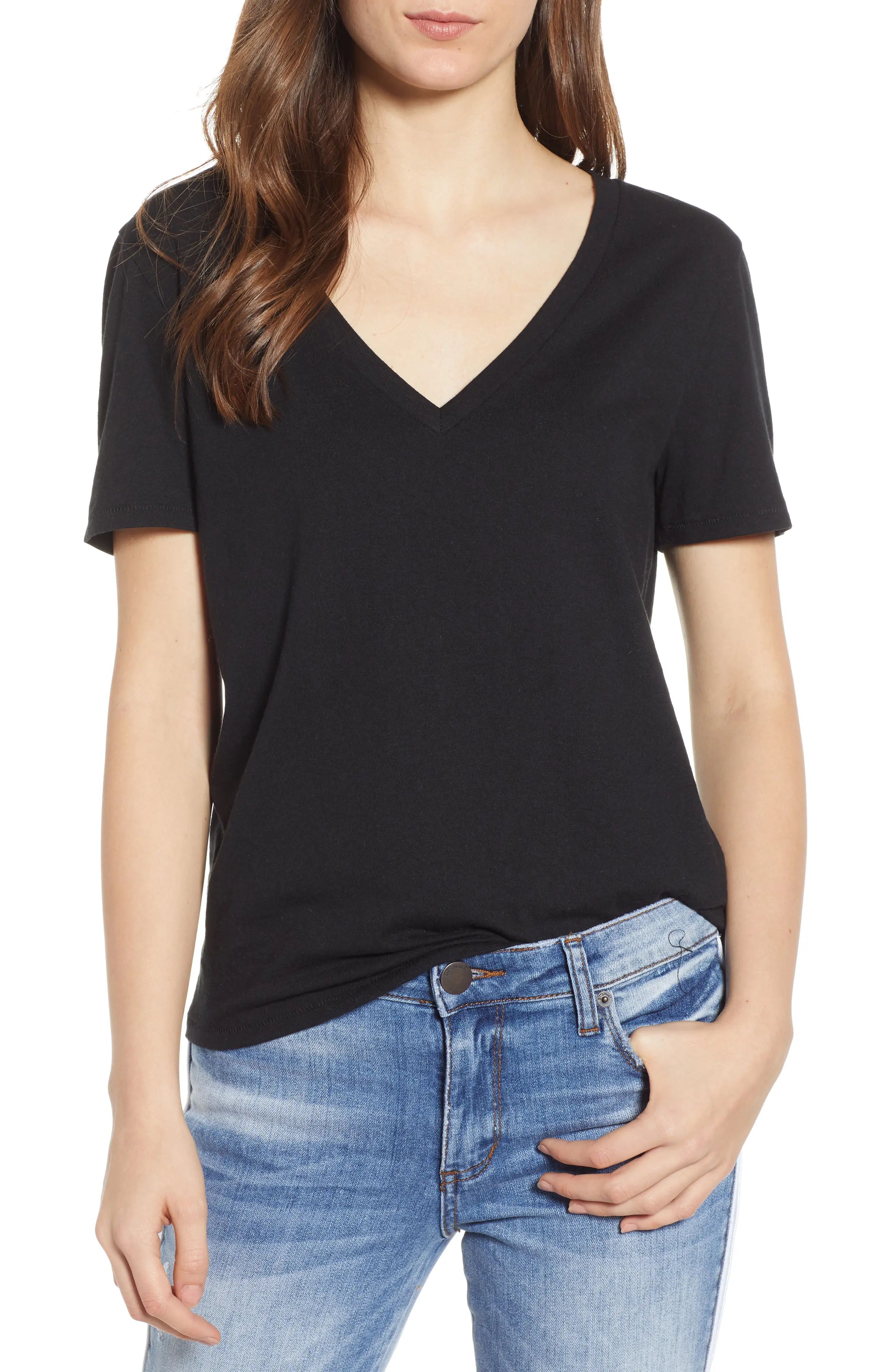 Women's Bp. V-Neck Tee, Size XX-Small - Black | Nordstrom