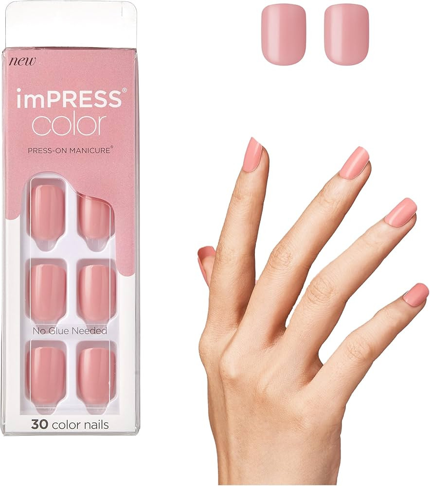 KISS imPRESS Color Polish-Free Solid Color Press-On Nails, PureFit Technology, Short Length, Pret... | Amazon (US)