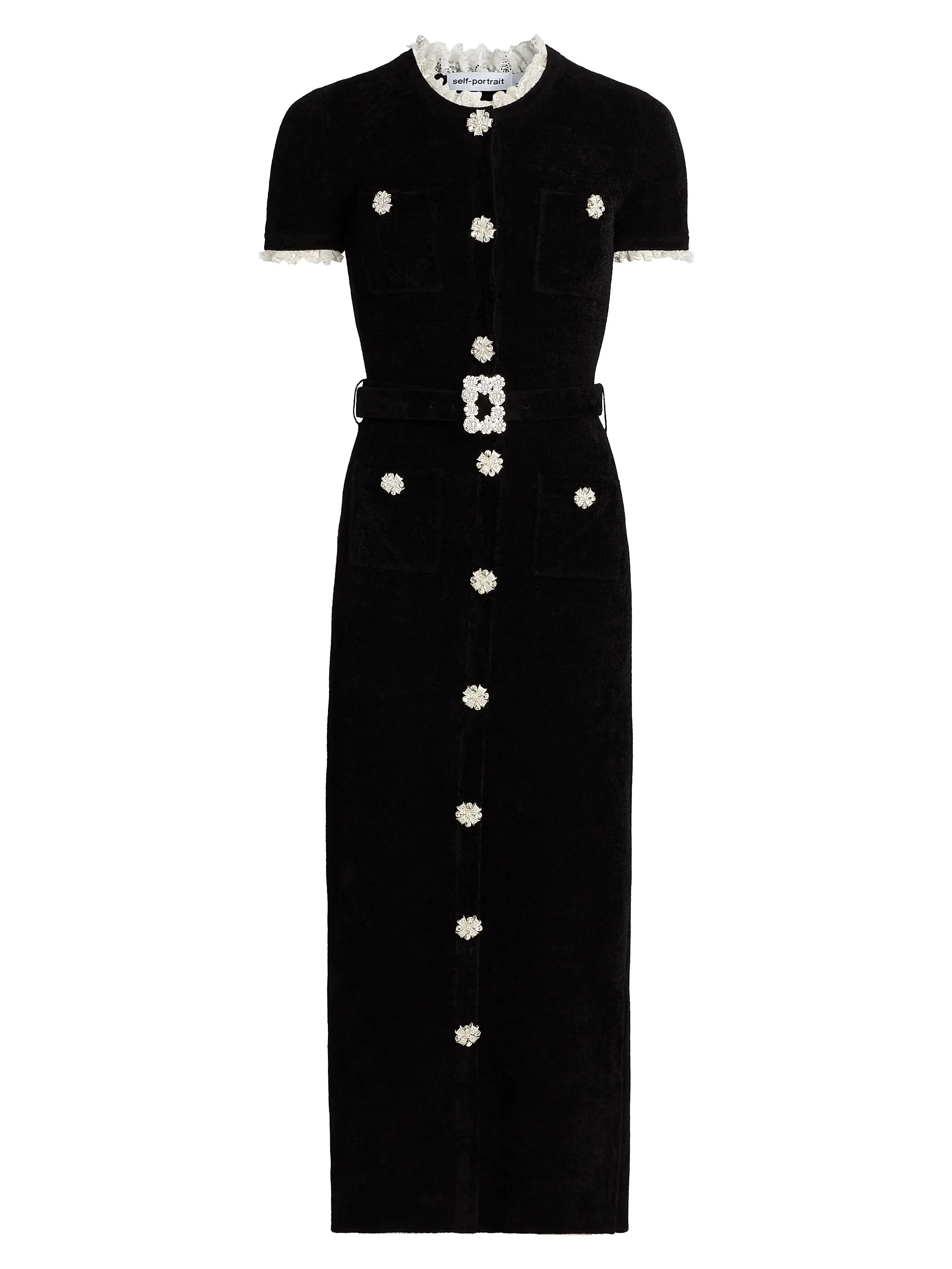 Buttoned Chenille Knit & Lace Midi-Dress | Saks Fifth Avenue
