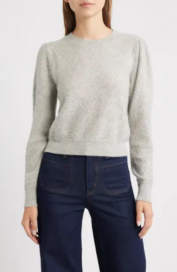 FRAME The Pointelle Cashmere Sweater in Light Grey Heather at Nordstrom Rack, Size Small | Nordstrom Rack