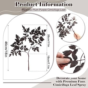 Lyrow 3 Pack Artificial Cimicifuga Plant Leaf Spray Faux Plum Cimicifuga Ramosa Leaf Branch Faux ... | Amazon (CA)