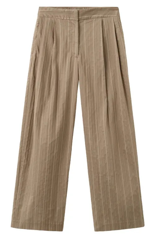MANGO Stripe Straight Leg Pants in Brown at Nordstrom, Size 12 | Nordstrom