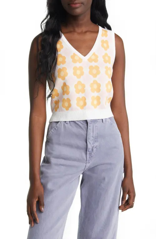 PacSun Jacquard Floral Cotton Sweater Vest in Pink/Orange at Nordstrom, Size Small Regular | Nordstrom