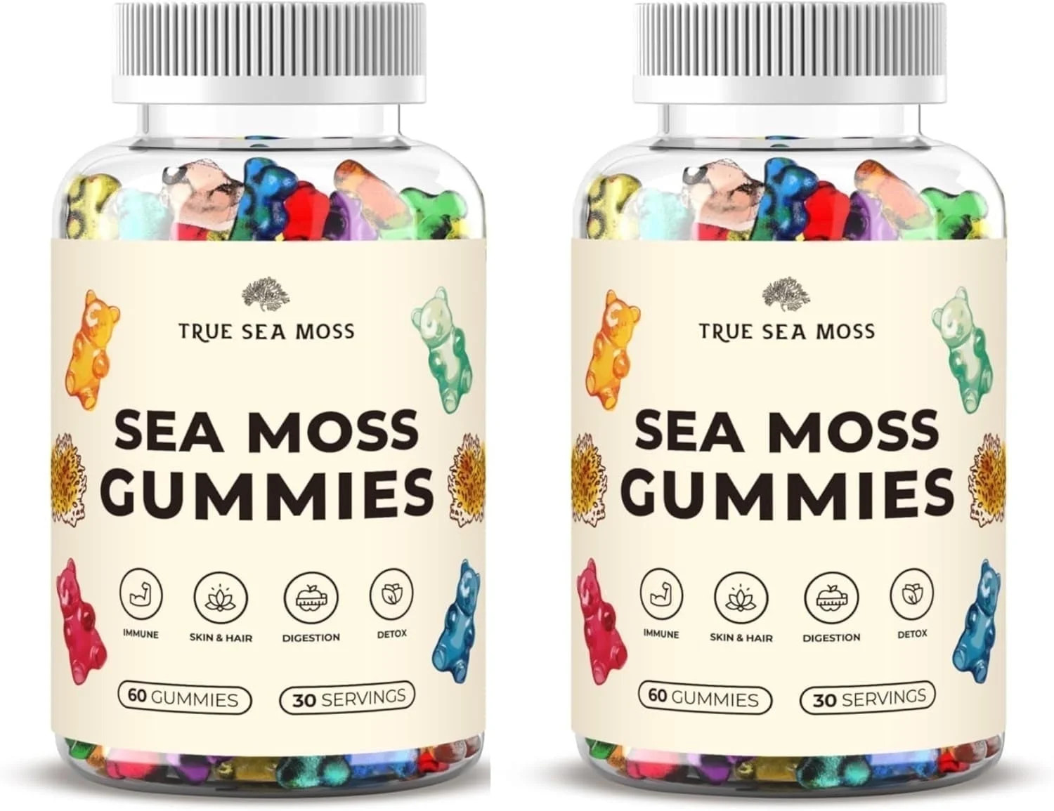 TrueSeaMoss Irish Sea Moss Gummies with Burdock Root & Bladderwrack – Multiflavor Vegan Seamoss... | Walmart (US)