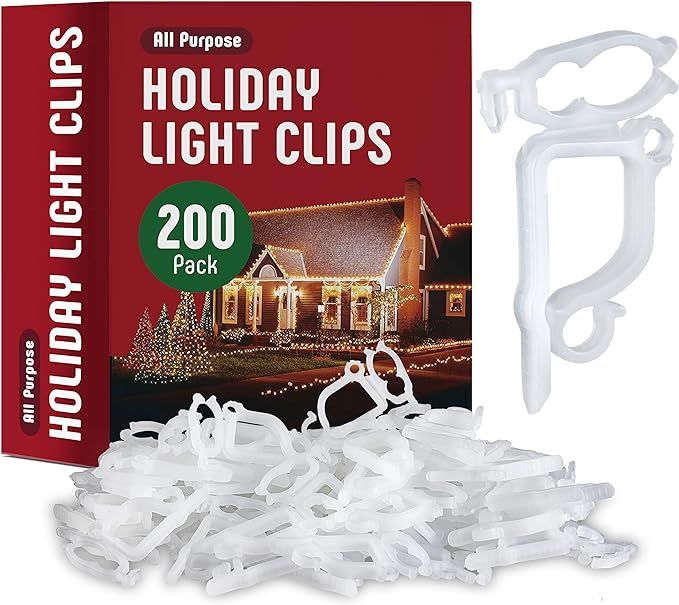 All-Purpose Holiday Light Clips [Set of 200] Christmas Light Clips, Outdoor Light Clips - Mount t... | Amazon (US)