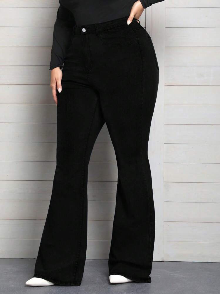 EMERY ROSE Plus Size Women's Elastic Flared Jeans Autumn Outfits For Women Festival Outfits Elegant  | SHEIN
