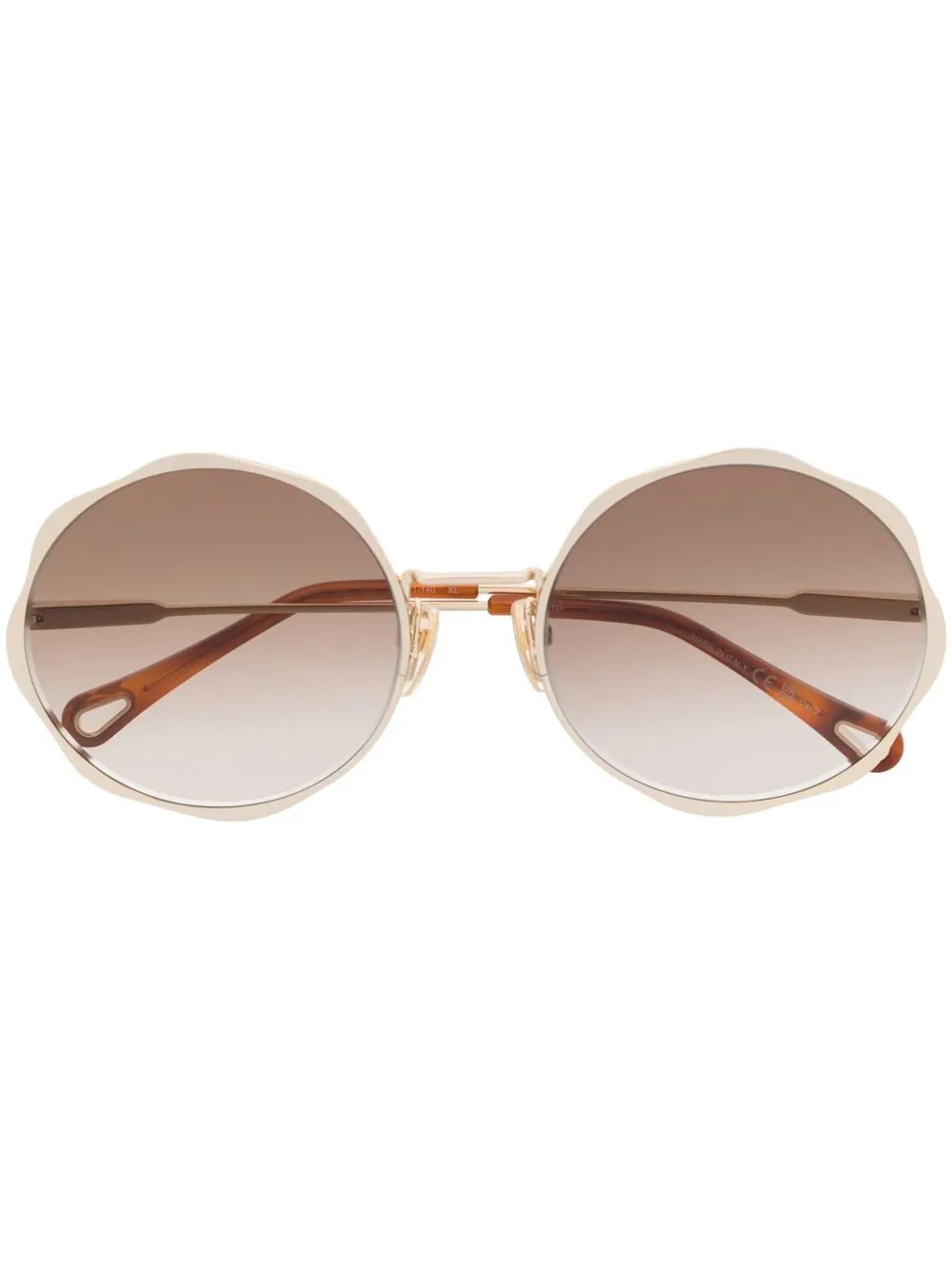 Chloé Eyewear engraved-logo round-frame Sunglasses | Gold | FARFETCH | Farfetch Global