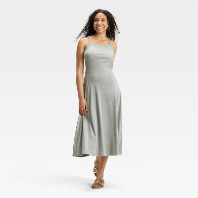 Women's Ribbed Maxi A-Line Dress - Universal Thread™ Heather Gray M | Target
