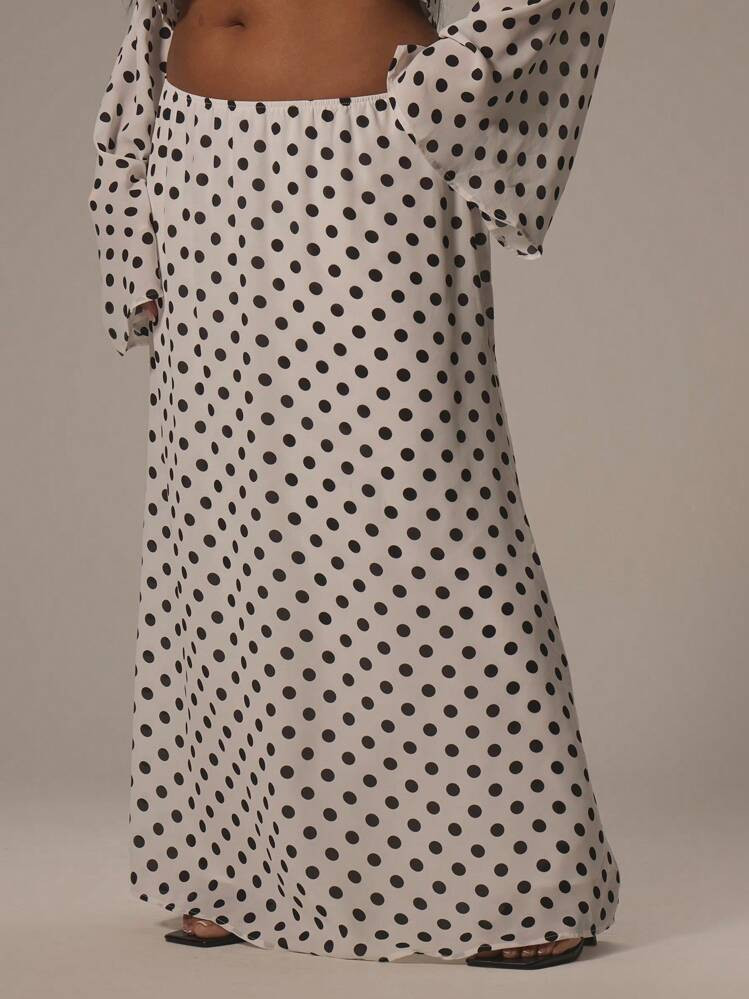 MUSERA Plus Maxi Polka Dot Skirt Only Summer Cute Holiday Elegant Vacation Curve Polka Dot Week | SHEIN