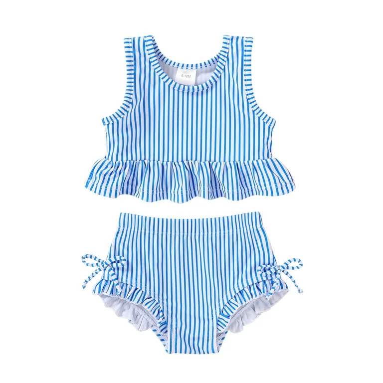 Tiny Cutey Toddler Girl Swimsuit Baby Summer Sleeveless Two-Piece Suit Beach Bikini Swimwear for ... | Walmart (US)