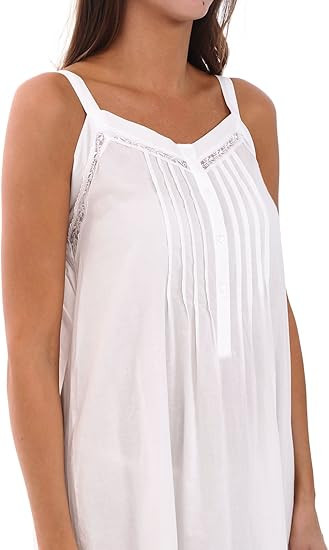 Alexander Del Rossa Womens 100% Cotton Lawn Nightgown, Long Tank Top Chemise | Amazon (US)
