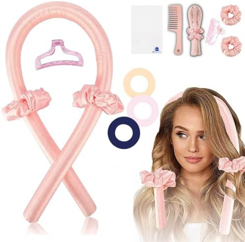 kitsch satin heatless curling set Headband, no heat hair headless curls For long and medium Hair,... | Amazon (US)
