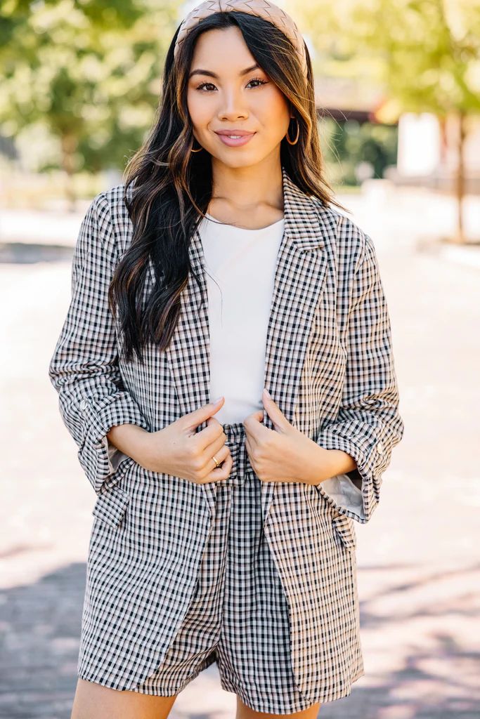 Play To Your Strengths Black Plaid Blazer | The Mint Julep Boutique