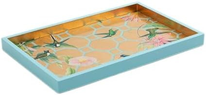 Caspari Hummingbird Trellis Lacquer Vanity Tray in Gold – 13.45” x 9” Decorative Accent Tra... | Amazon (US)