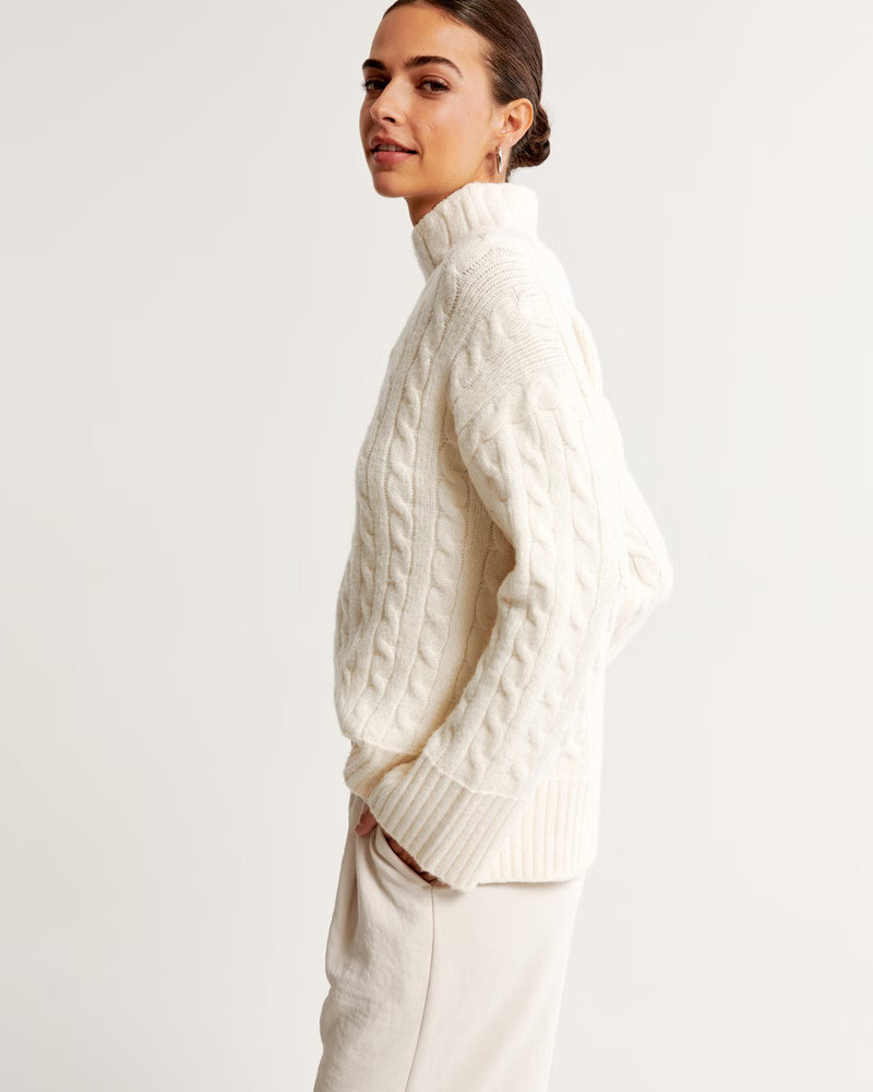 Cable Easy Funnel Neck Sweater | Abercrombie & Fitch (US)