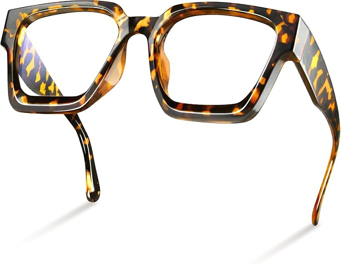 livho Oversized Eyewear Frame for Woman and Men - Rectangle Fashion Glasses for Computer, Chic Pr... | Amazon (US)