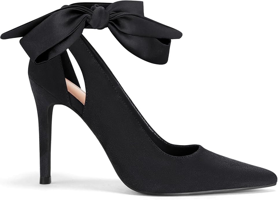 Fashare Womens High Heels Bow Tie Back Sexy Stiletto Ankle Strap Wedding Dress Pumps Shoes | Amazon (US)