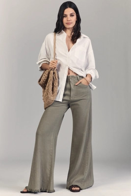 The Adi Linen Mid-Rise Flare Pants by Pilcro | Anthropologie (US)