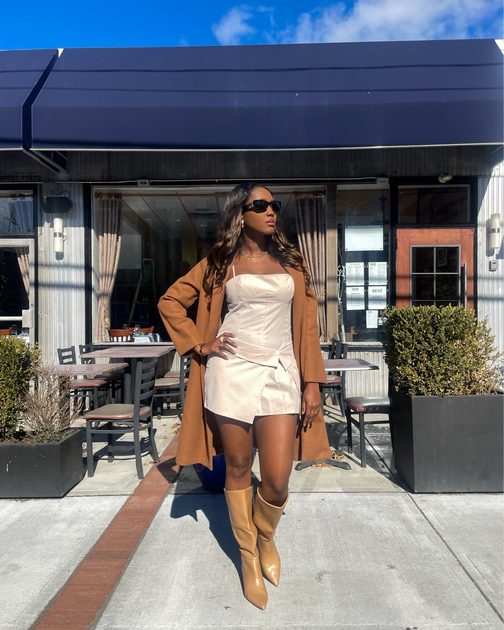 Brown sugar and spice 🤎✨

Fall outfit, brown coat, mini dress, boots, slouchy boots, Amazon fashion, pleated dress, pleated skirt, calf boots, designer sunglasses, designer sunnies 

#LTKStyleTip #LTKShoeCrush #LTKSeasonal
