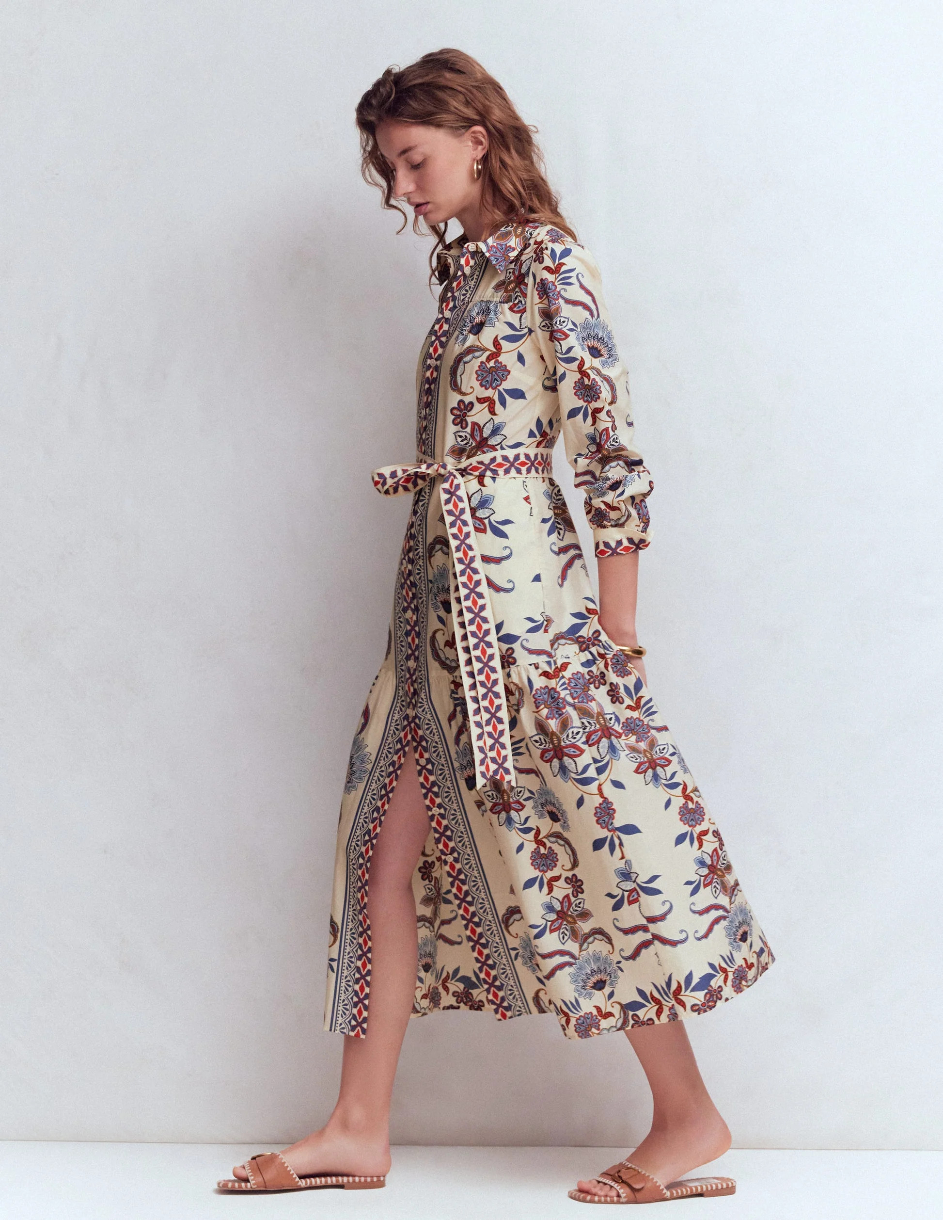 Ellie Cotton Maxi Shirt Dress-Elegant Blossom Placement | Boden (US)
