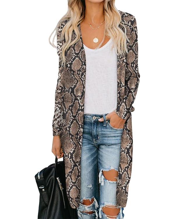 Dokotoo Womens 2023 Fashion Casual Open Front Printed Cardigans Sweaters Thin Coats Jackets Outer... | Amazon (US)