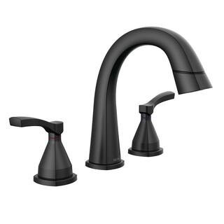 Stryke 8 in. Widespread Double-Handle Bathroom Faucet with Pull-Down Spout in Matte Black | The Home Depot