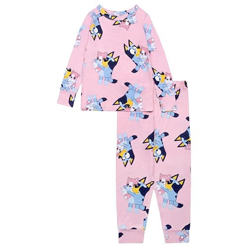Bluey Girls' 2-Piece Snug-fit Viscose Pajama Set, Soft & Cute for Kids HUGGING MY PLUSH, 4T | Amazon (US)