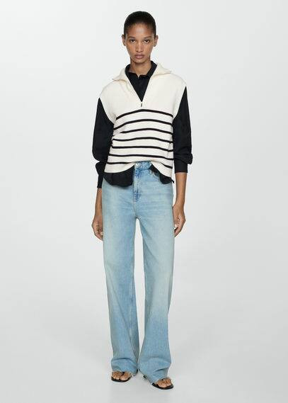 MANGO - Knitted vest with zipper dark navy - M - Women | MANGO (US)