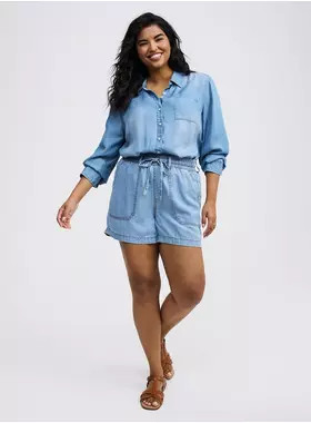High-Rise Pull-On Lightweight Denim Short | Torrid (US & Canada)