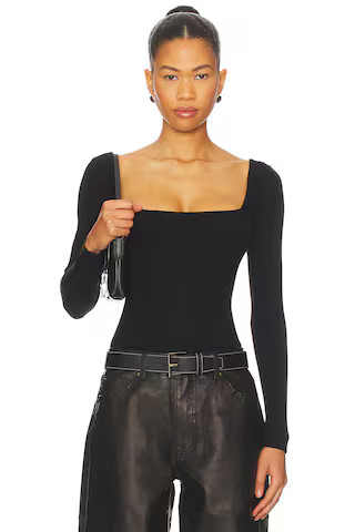 ALL THE WAYS Amalia Square Neck Bodysuit in Black from Revolve.com | Revolve Clothing (Global)