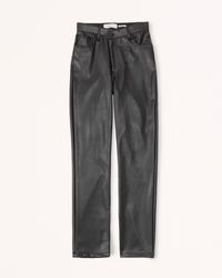 Criss-Cross Waistband Vegan Leather 90s Straight Pants | Abercrombie & Fitch (US)