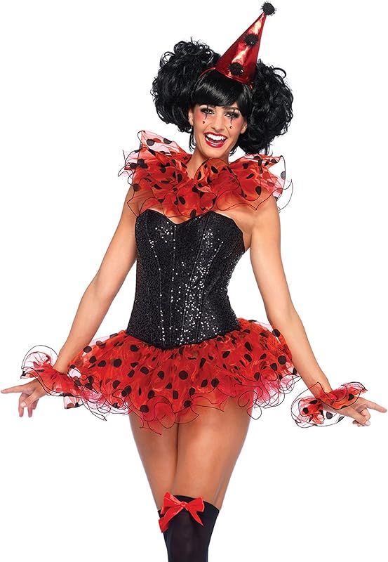 Leg Avenue Women's 3 Piece Clown Costume Kit, Red/Black, One Size | Amazon (US)