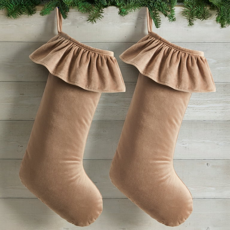 My Texas House Ruffle Taupe Velvet Christmas Stockings, 20" x 10" (2 Count) | Walmart (US)