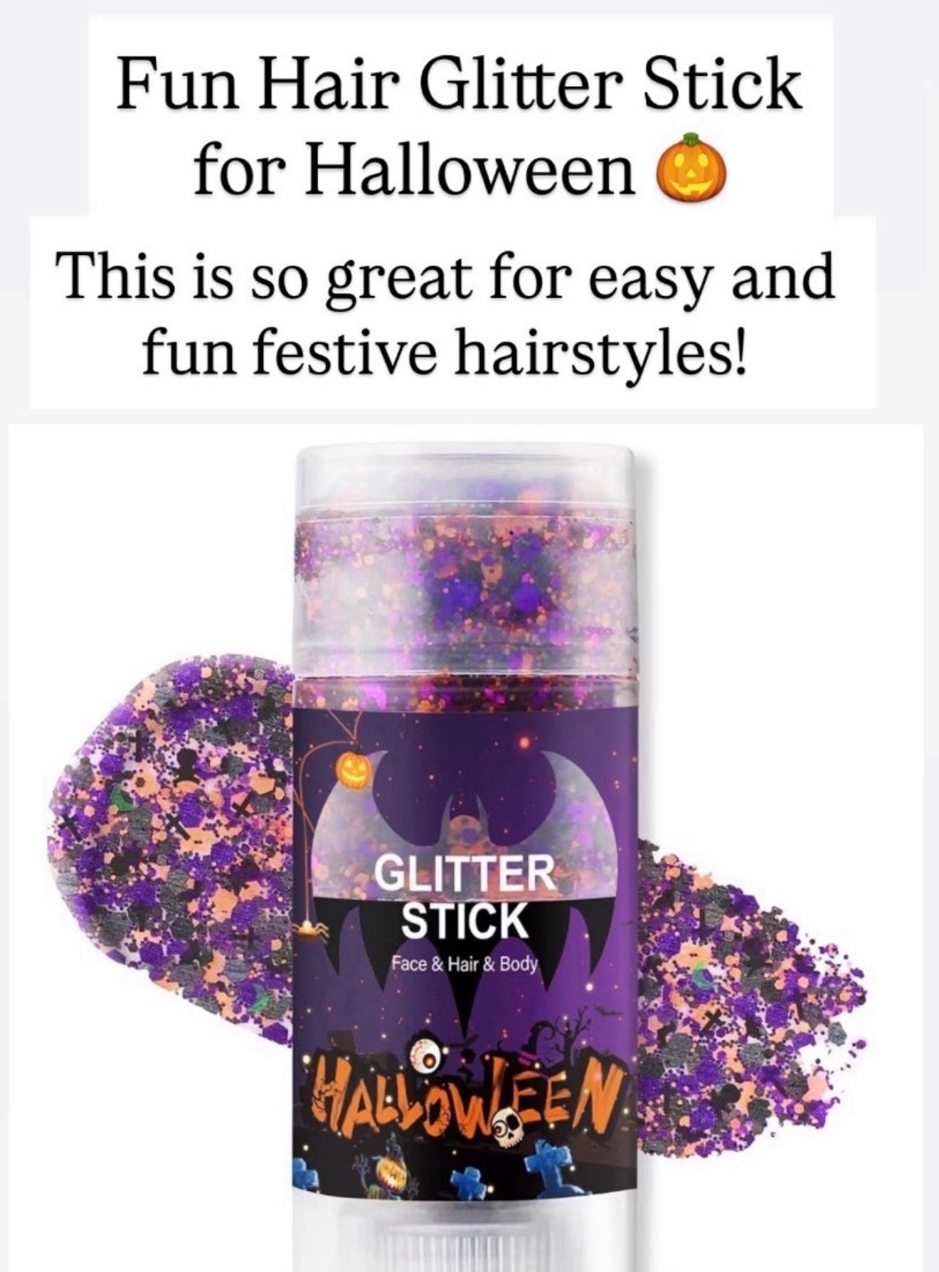 Glitter stick for hair and body