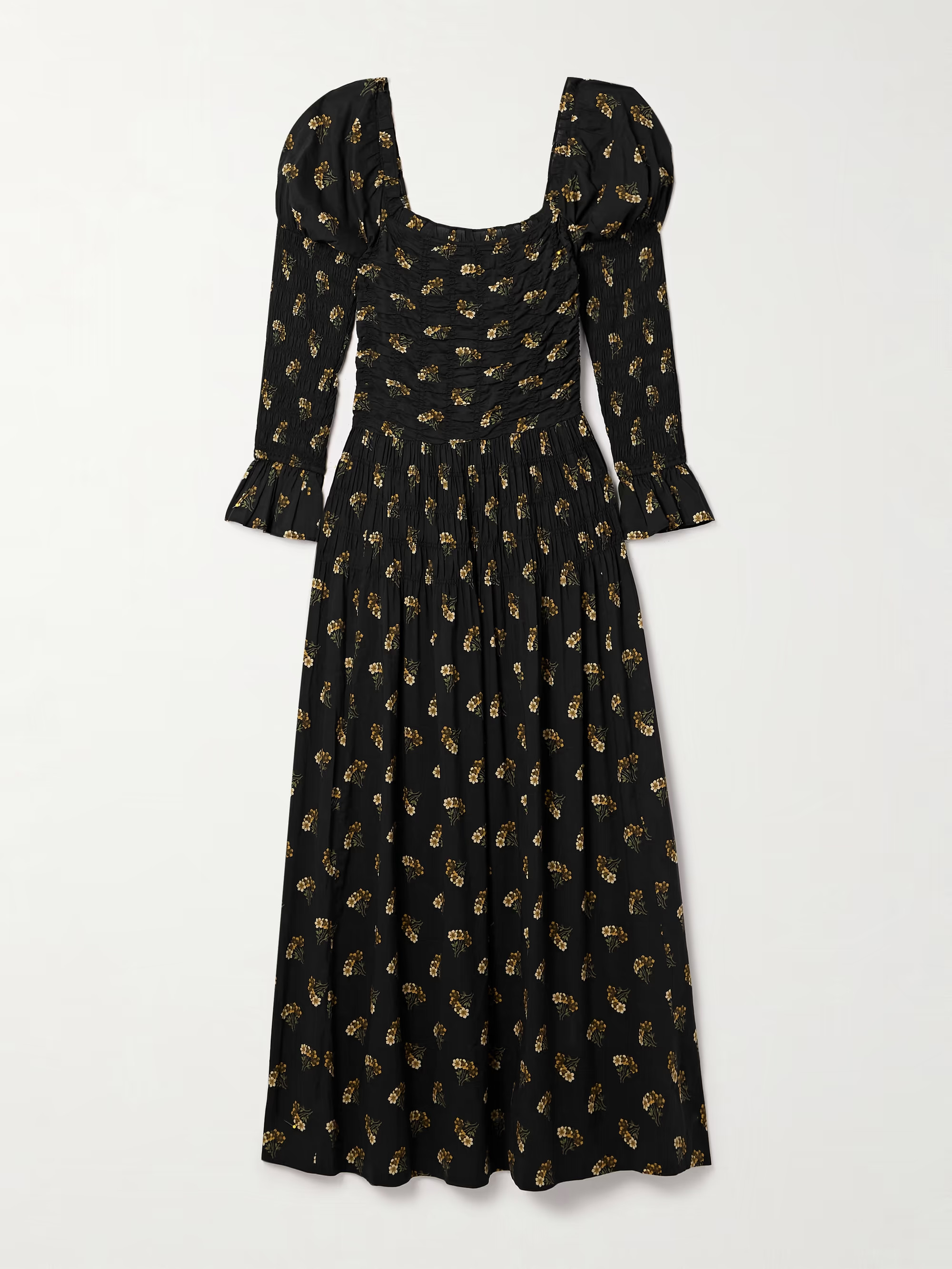 Wilmina shirred floral-print cotton-blend maxi dress | NET-A-PORTER (UK & EU)