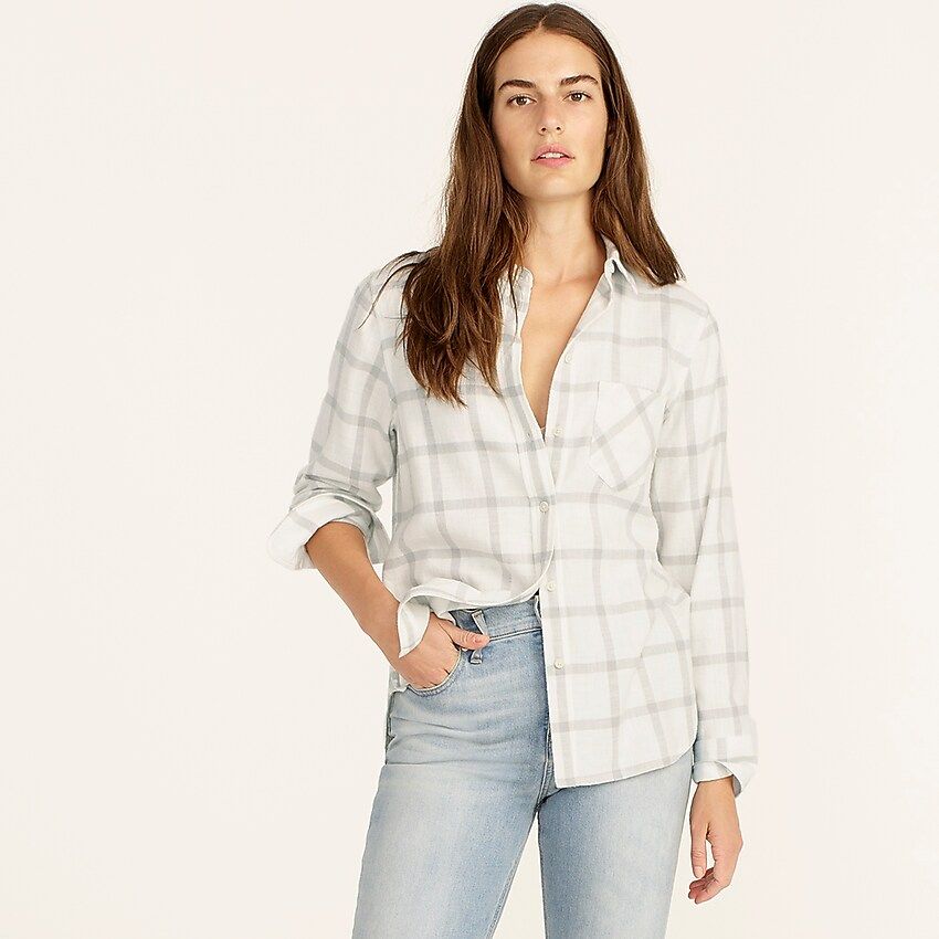 Classic-fit shirt in windowpane plaid flannel | J.Crew US