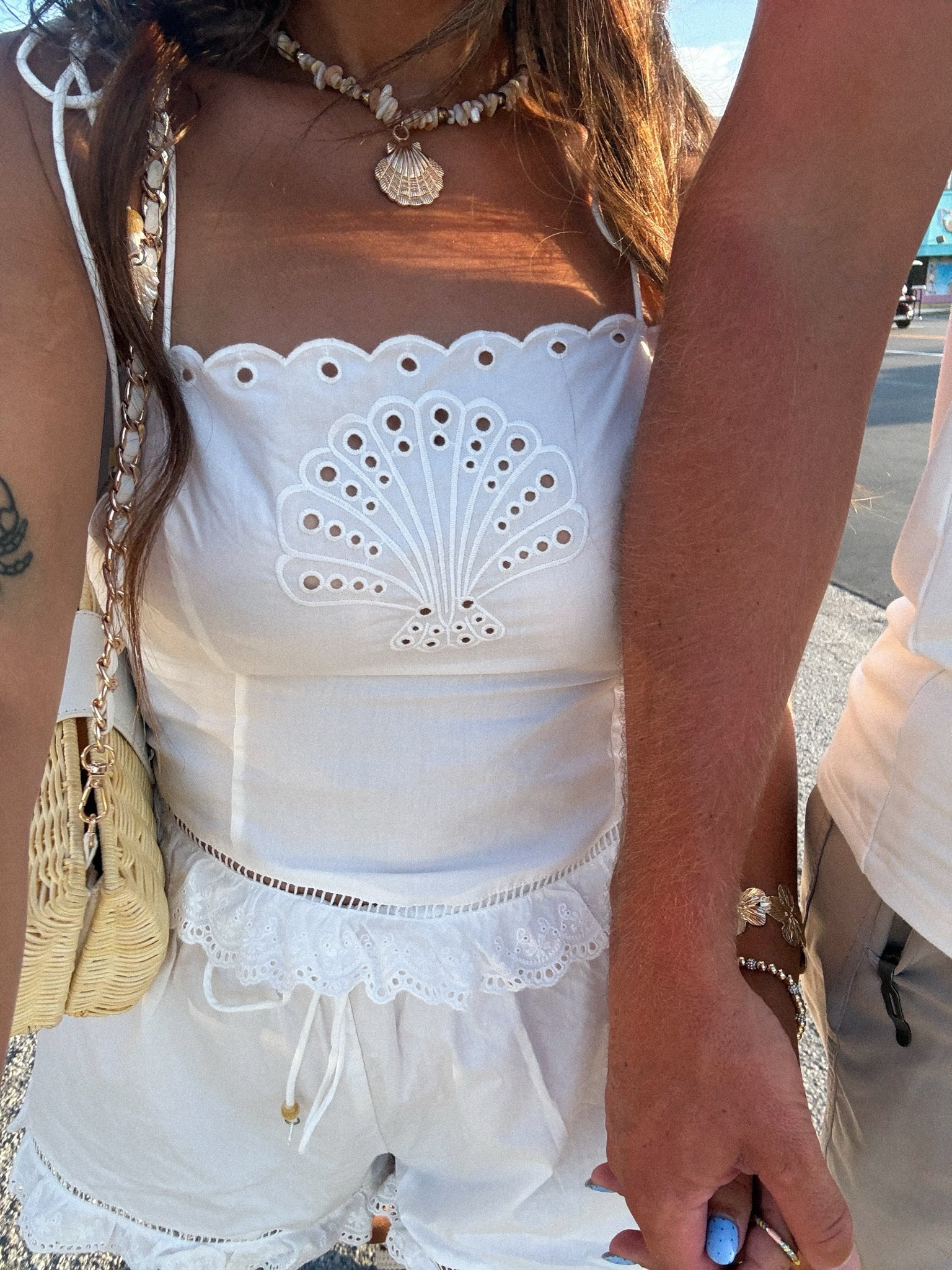 Obsessed with this scalloped shell top & shorts 

Wearing size medium in both

#LTKootd #LTKMidsize #LTKTravel
