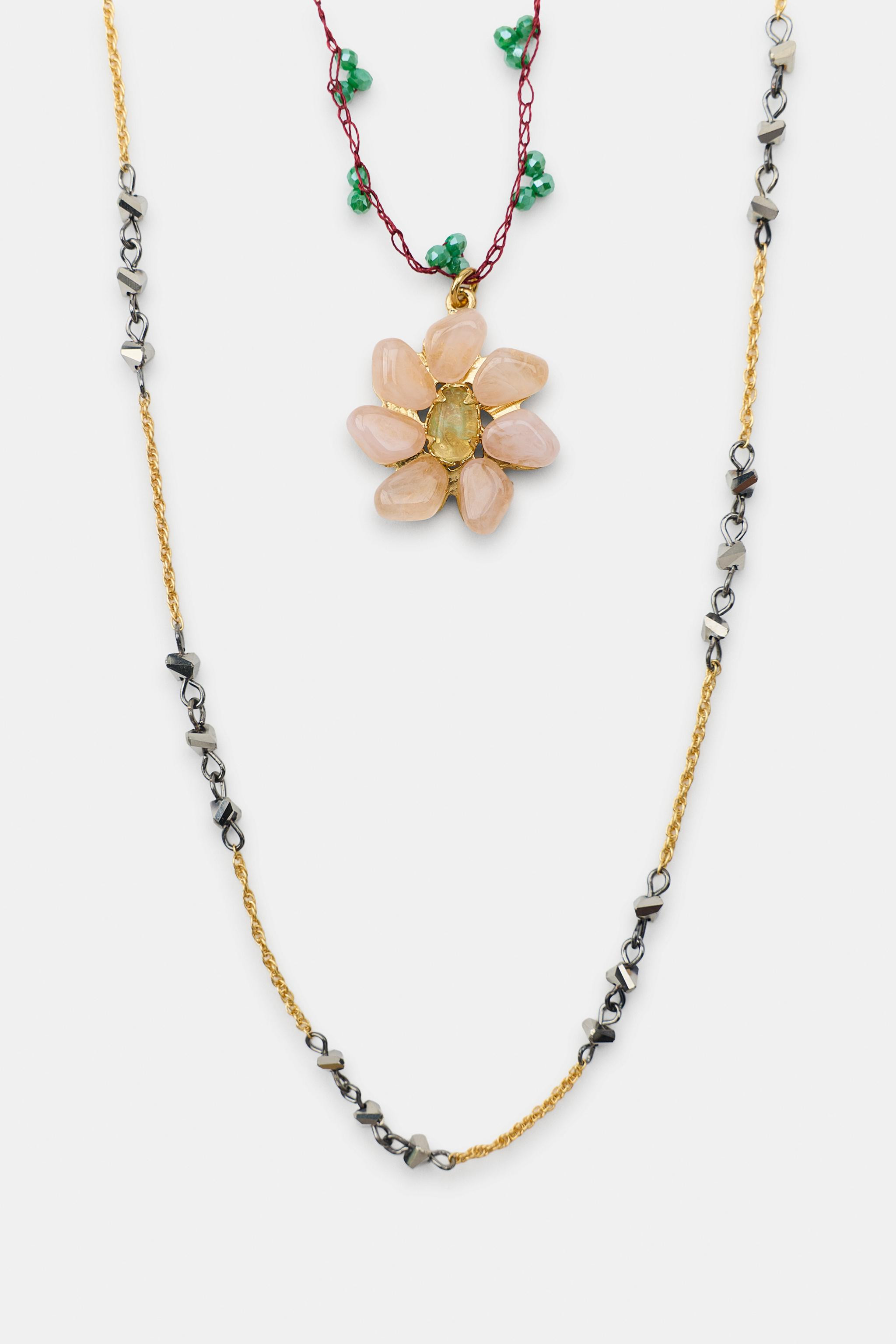 PACK OF 2 FLOWER BEAD NECKLACES | Zara UK
