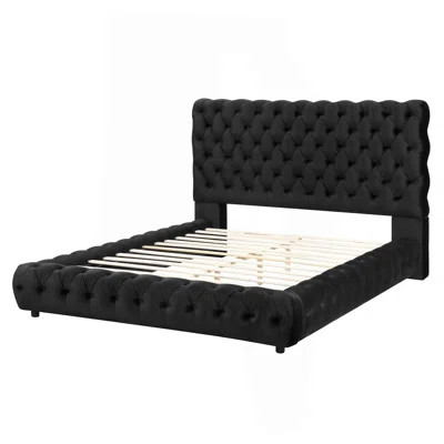 1Pc Contemporary Upholstered King Bed Tufted Headboard And Footboard Bedroom Furniture | Wayfair North America