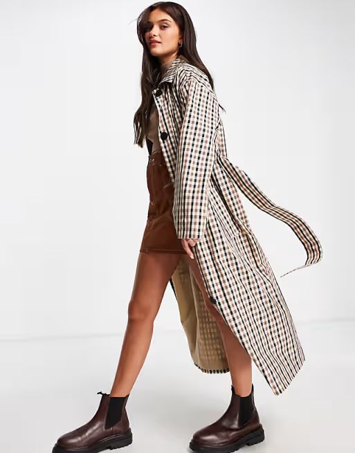 ASOS DESIGN check boyfriend trench | ASOS (Global)