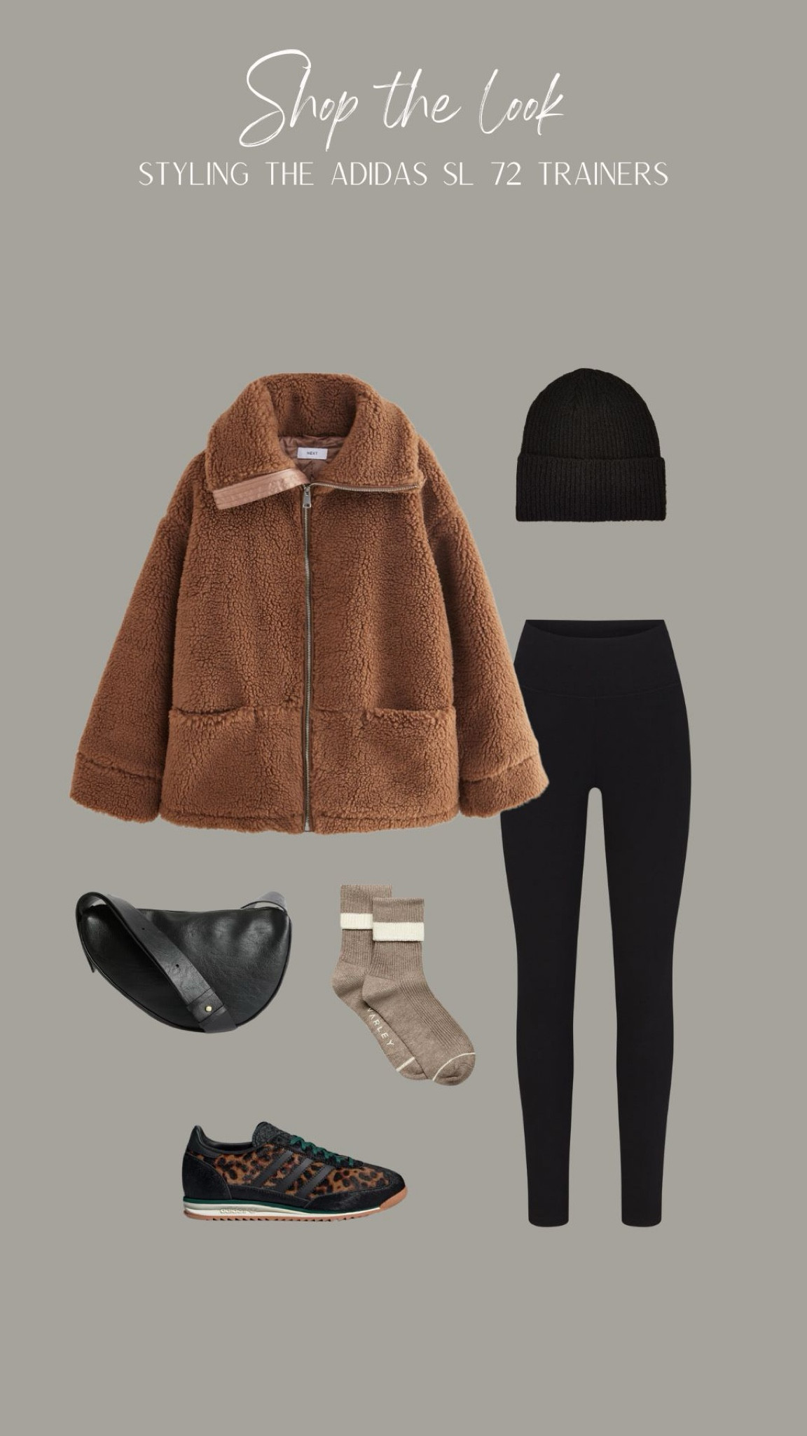Styling the Adidas leopard print SL 72 trainers- Comfy, casual look! 

Fleece is from Next 

Black leggings, fleeced jacket, Teddy jacket, cross body bag, chunky socks, beanie hat, ski outfit, apres ski, winter coat outfit 

#LTKgiftguide #LTKwinter #LTKuk