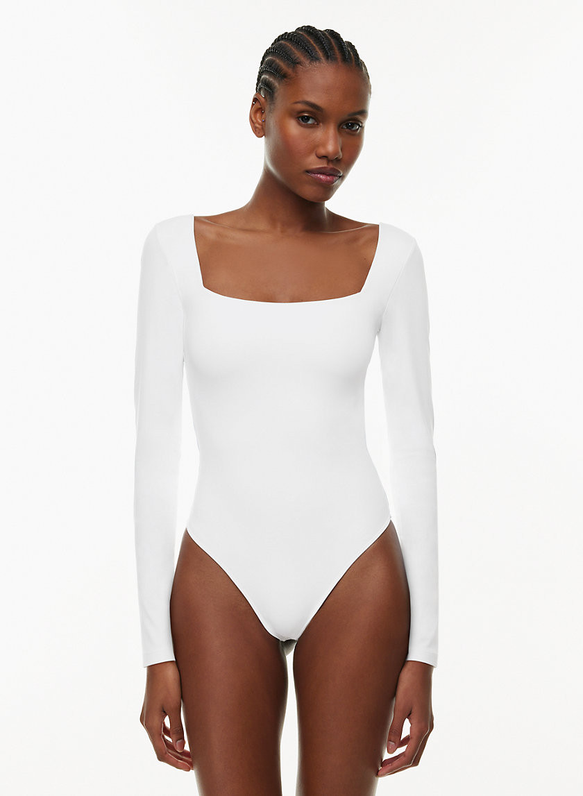 Contour Squareneck Longsleeve Bodysuit in White | Small | Aritzia