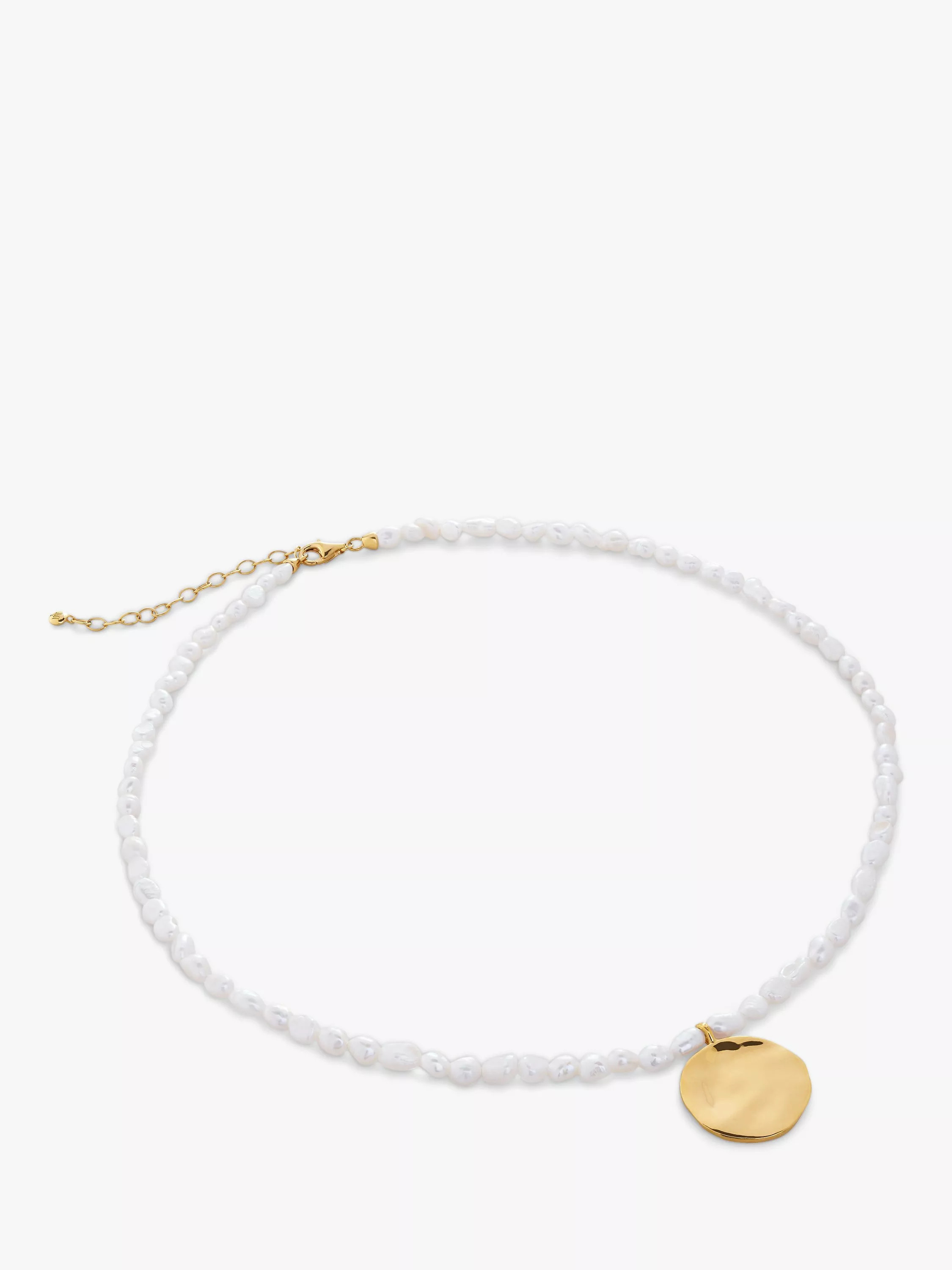 Monica Vinader Capri Gold Vermeil Mini Pearl Necklace | John Lewis (UK)